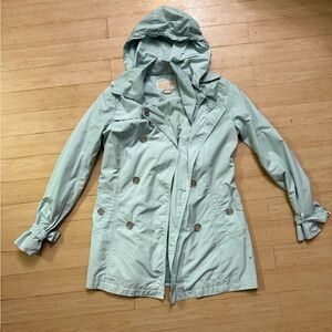 Women's Light Blue Hooded Raincoat